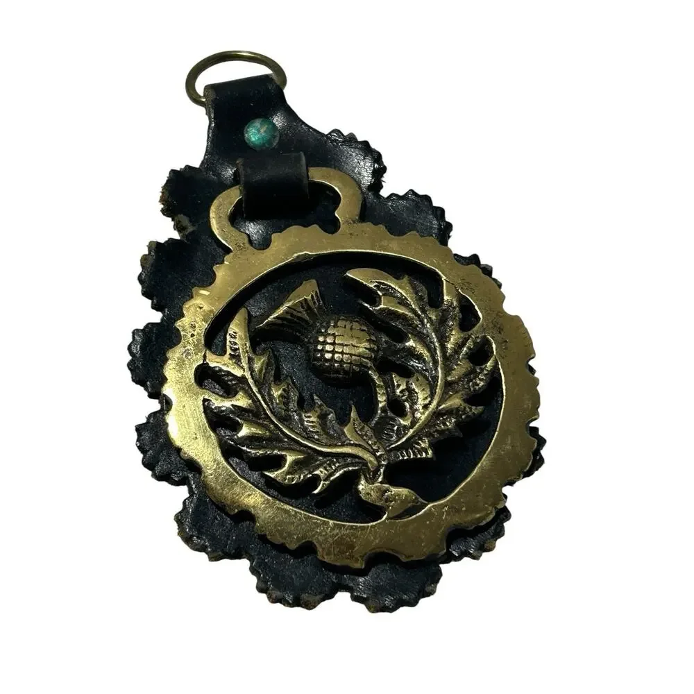 Vintage Scottish Thistle Decorative Brass Horse Reign Bridle Ornament England